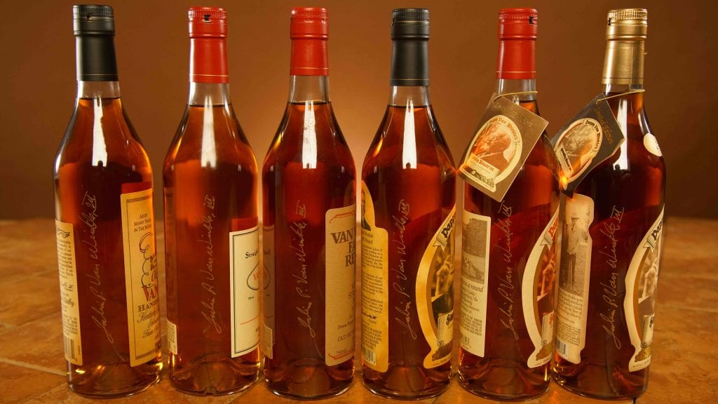 An assortment of Pappy Van Winkle for sale at Cox's Spirit Shoppe and Smoke Outlet of Louisville.