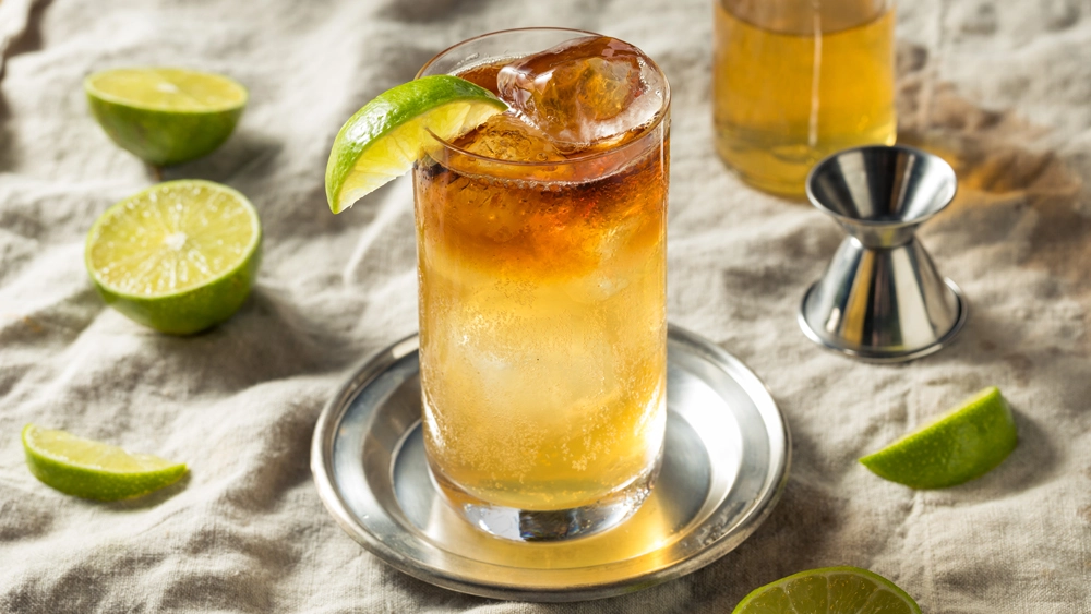 Rum and ginger ale cocktail
